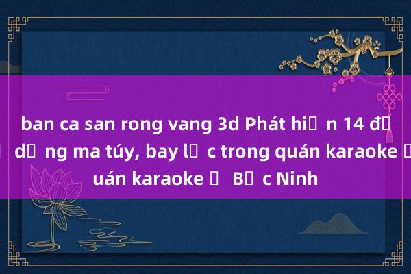 ban ca san rong vang 3d Phát hiện 14 đối tượng sử dụng ma túy, bay lắc trong quán karaoke ở Bắc Ninh